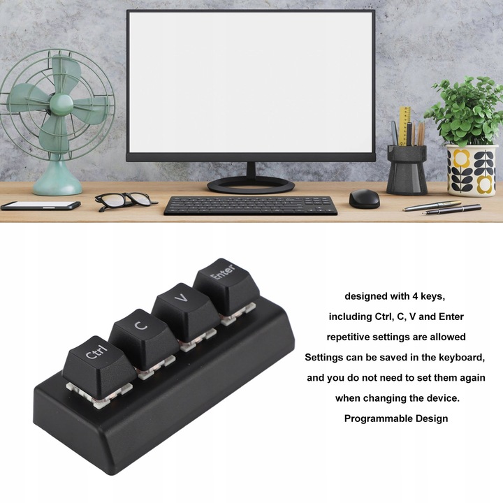 PROGRAMOWALNA KLAWIATURA MECHANICZNA USB 4 KLAWISZE MINI