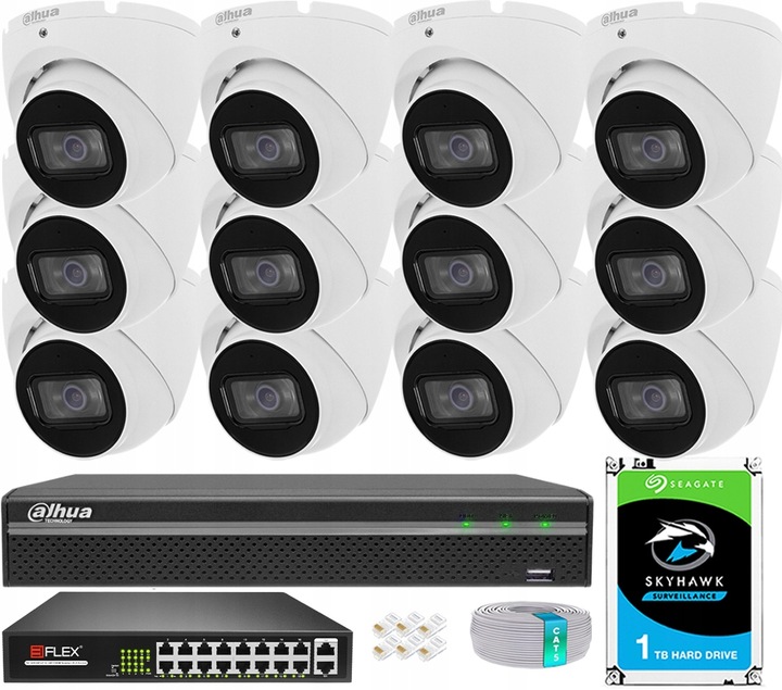 Zestaw Monitoringu 5Mpx Dahua 12x Kamera IPC-HDW1530T-0280B-S6 Aplikacja