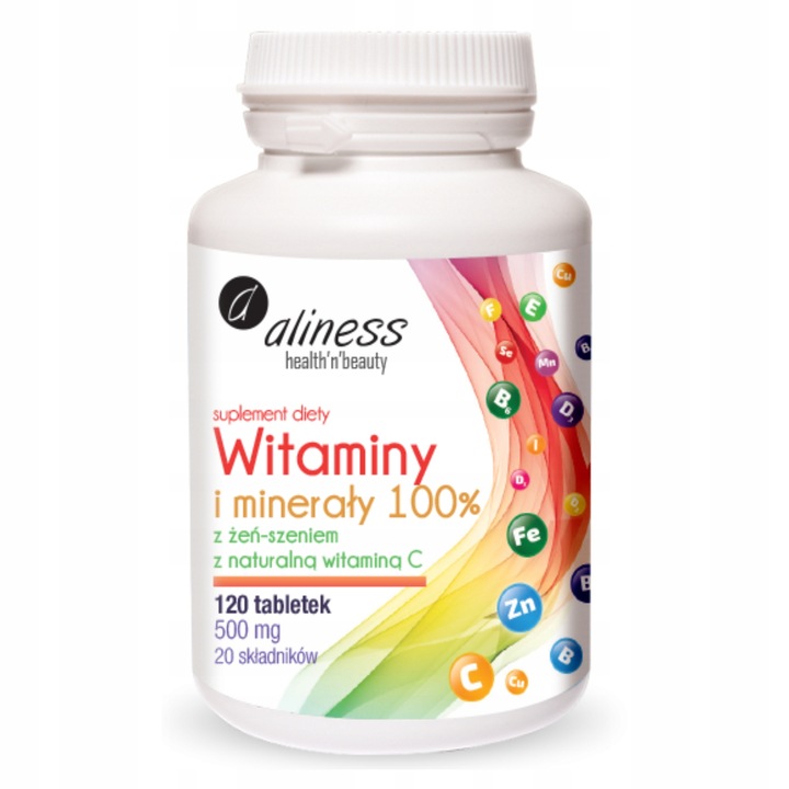 WITAMINY I MINERAŁY Multiwitamina Selen Jod Żeń-szeń Witamina C ALINESS