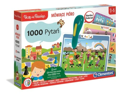 CLEMENTONI MÓWIĄCE PIÓRO ŚWIECI 1000 PYTAŃ PRZEDSZKOLAKA + GRA QUIZ 50653