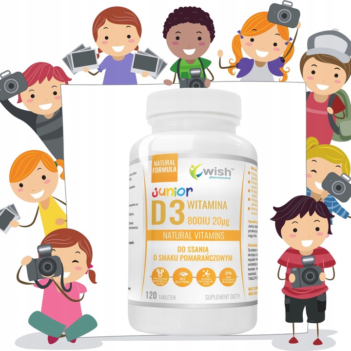 WITAMINA D3 800IU 20µg DLA DZIECI DO SSANIA 120tab