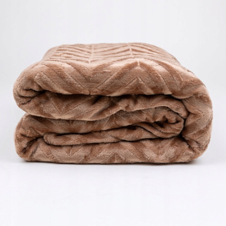 CIEPŁY KOC OZDOBNY NARZUTA NA ŁÓŻKO PREZENT PLED 200X220 CM BRĄZOWY WZÓR