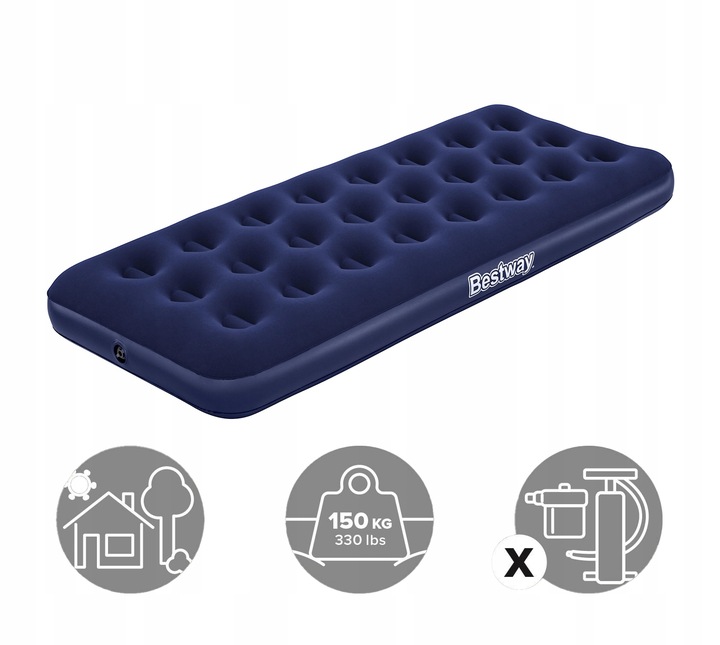 Materac Dmuchany Jednoosobowy Welurowy prawie 2m 185x76 22 cm łóżko