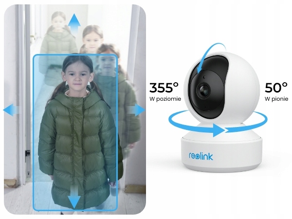 Reolink 5MP Wewnętrzna Kamera IP Obrotowa Detekcja Płaczu E Series E330