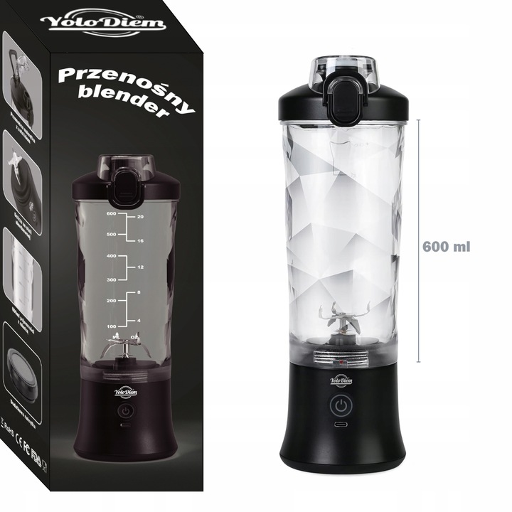 BLENDER PRZENOŚNY 250W 600ML Bezprzewodowy Kielichowy do Smoothie