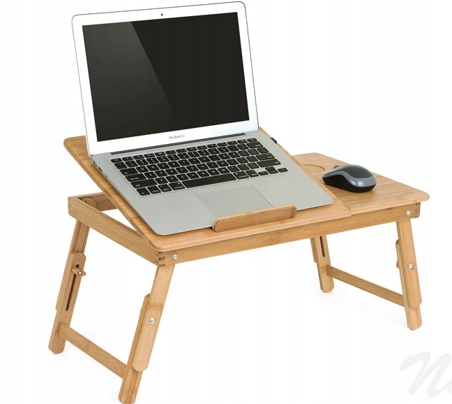STOLIK pod LAPTOPA do ŁÓŻKA KOMPUTER PODSTAWKA PÓŁKA DREWNIANY REGULOWANY