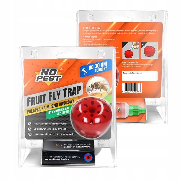 PUŁAPKA NA MUSZKI OWOCÓWKI Z WABIKIEM FRUIT FLY TRAP NO PEST NATURALNA