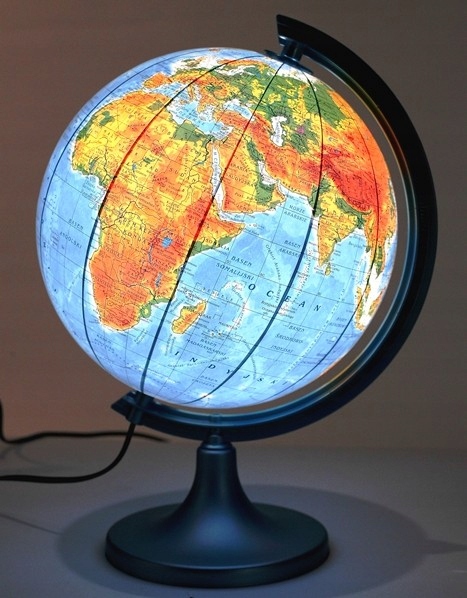 DUŻY GLOBUS PODŚWIETLANY LED WŁĄCZNIK DOTYK 250MM