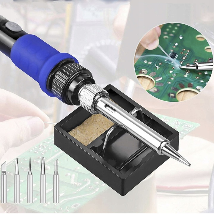 Lutownica Precyzyjna 100W Zestaw Lutowniczy LCD Odsysacz do Cyny 13