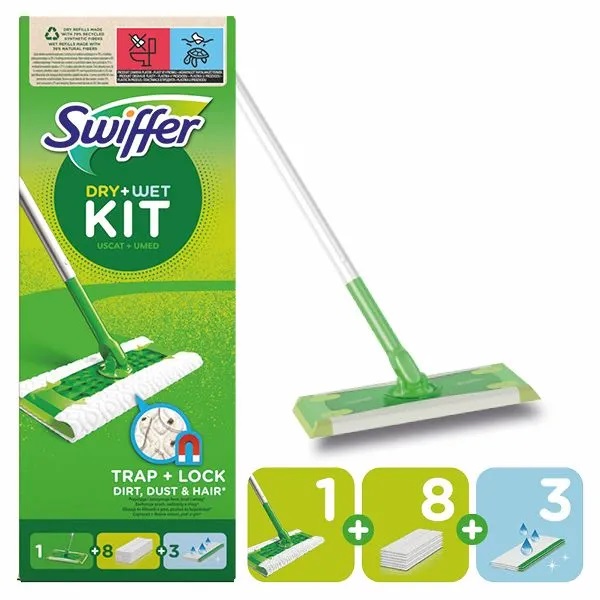 Swiffer Mop płaski zestaw startowy 11 wkładów ( 8 suchych 3 mokre)