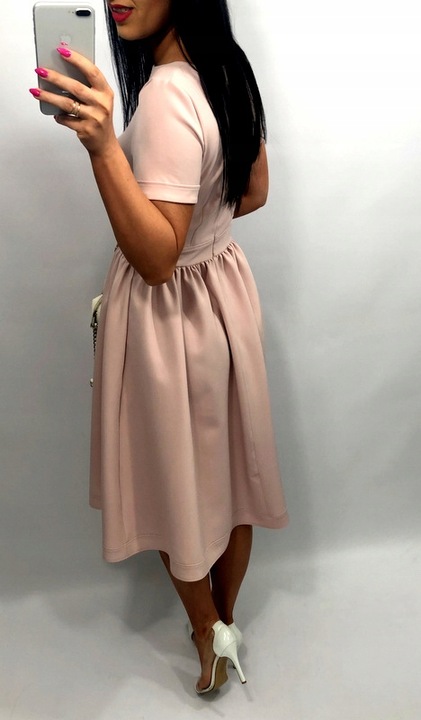 Sukienki Damskie Komunię Chrzciny Wesele Sukienka Elegancka Midi Błękit S