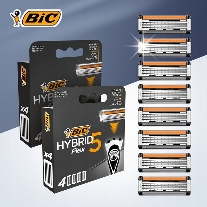 BIC HYBRID 5 FLEX WKŁADY DO MASZYNEK OSTRZA NOŻYKI ZESTAW BLISTER x8