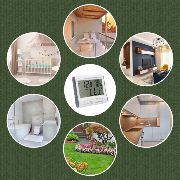 STACJA POGODOWA POGODY TERMOMETR POKOJOWY HIGROMETR CYFROWY Z SONDĄ