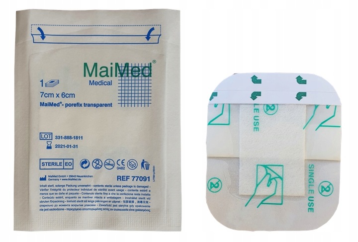 OPATRUNEK NA RANY JAŁOWY HYPOALERGICZNY Z WKŁADEM CHŁONNYM 7X6cm 50szt