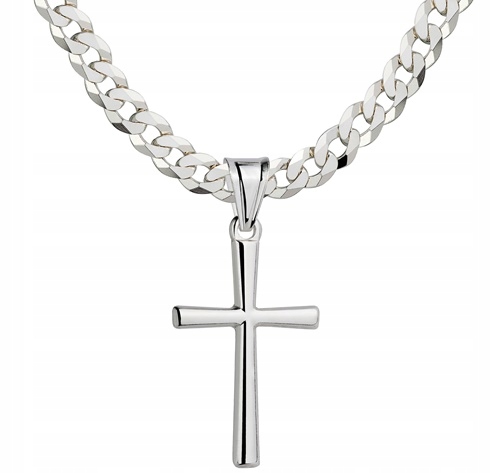 Łańcuszek Srebrny Męski Pancerka Pełny 3,80 mm z Krzyżykiem Grawer Gratis