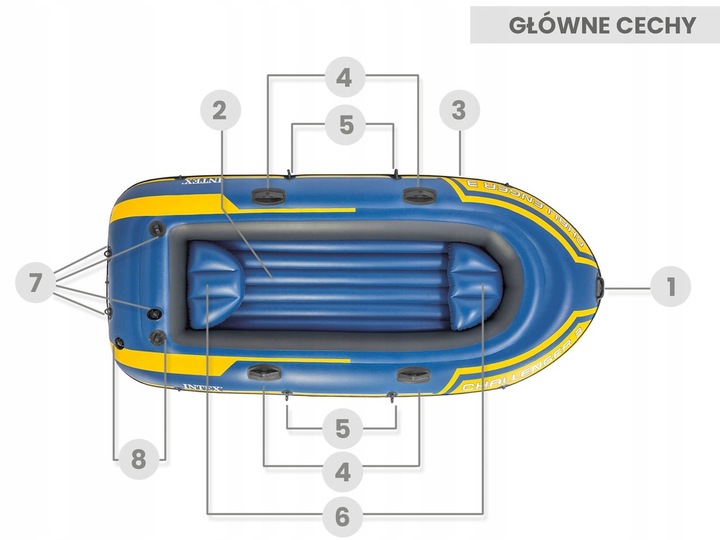 Ponton Intex Challenger 3-osob Pompka + Wiosła 68370 MODEL 2024