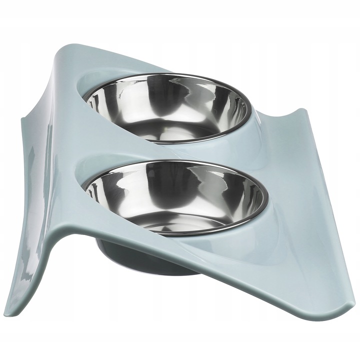 PODWÓJNA MISKA STALOWA DLA PSA KOTA STOJAK PODSTAWKA 2x450ml NA KARMĘ WODĘ