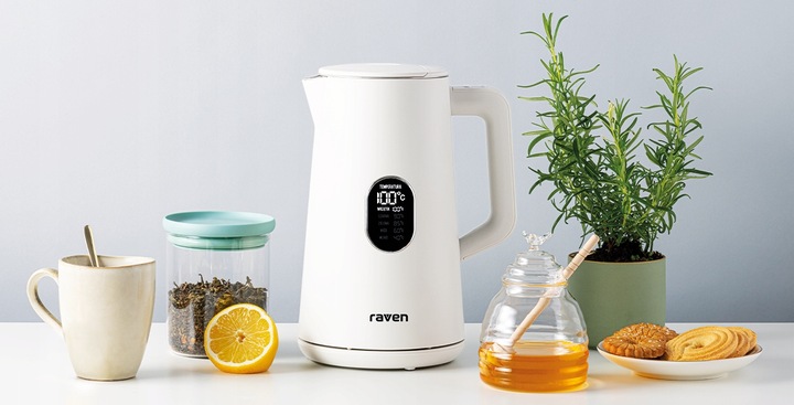 Biały Czajnik elektryczny RAVEN 1,5 W 1800 W