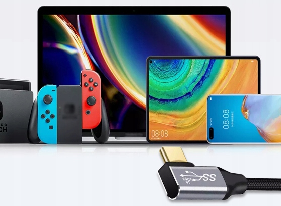 KABEL USB-C USB 3.1 TYP C KĄTOWY FAST CHARGE 10Gbps WIREWAY WW331315 1.5m