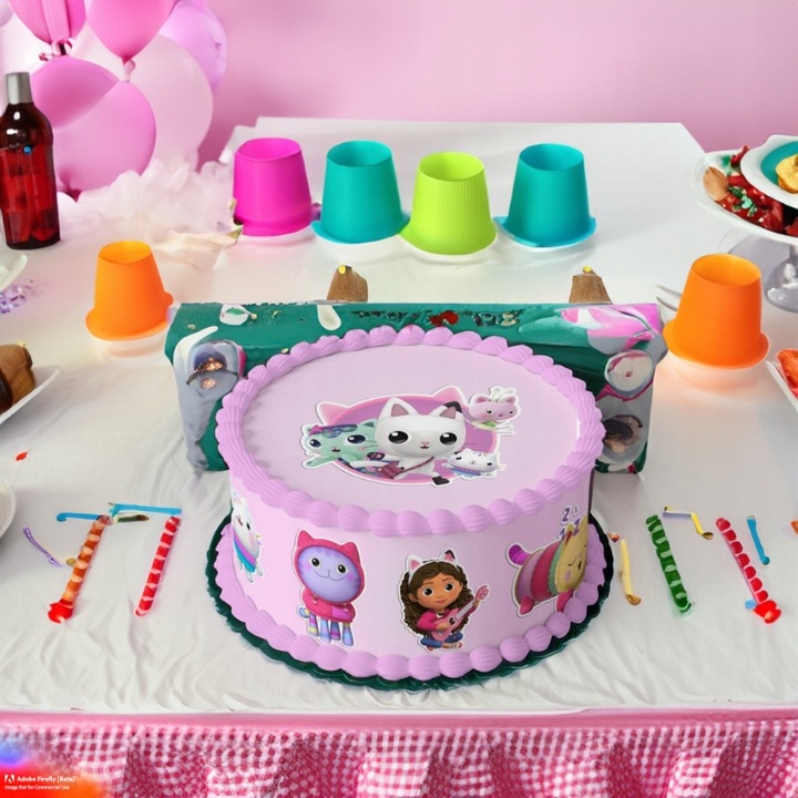 Jadalne Dekoracja KOCI DOMEK GABI Z OPŁATKA CUKROWEGO 10 ELEMENTÓW-WYCIĘTE