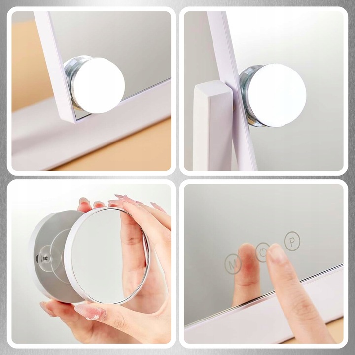 LUSTERKO KOSMETYCZNE HOLLYWOOD STOJĄCE LUSTRO DO MAKIJAŻU LED 12