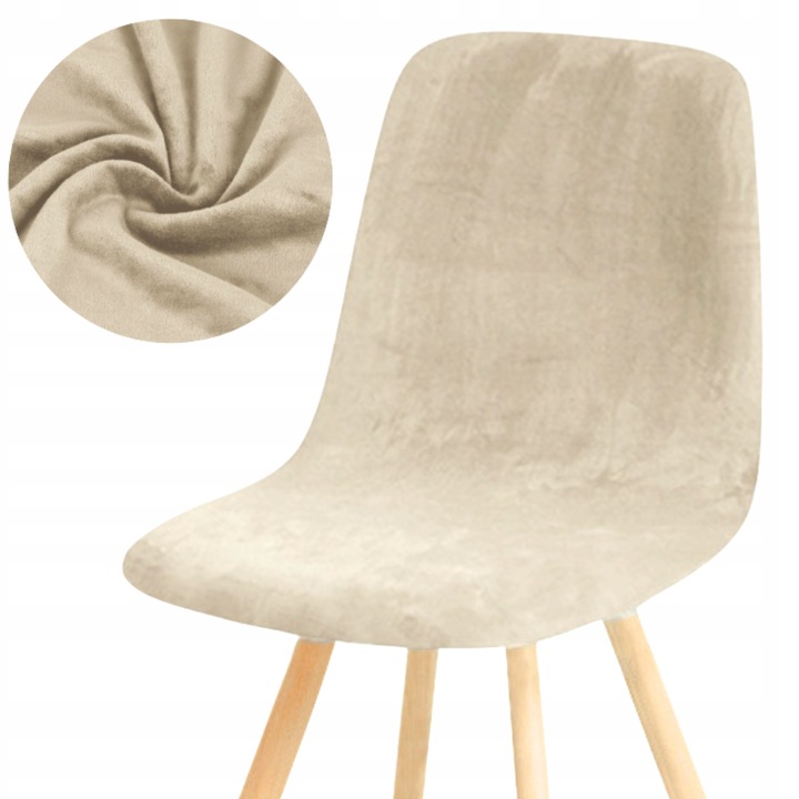 POKROWIEC NA KRZESŁO SKANDYNAWSKIE KASZMIROWY BEŻ WELUR ELASTYCZNY GRUBY