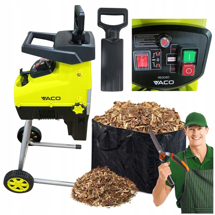 ROZDRABNIACZ ELEKTRYCZNY DO GAŁĘZI 3000W Rębak VACO + Kosz GRATIS