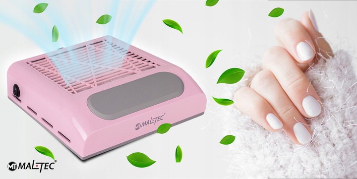 POCHŁANIACZ PYŁU DO PAZNOKCI BEZWORKOWY KASETOWY FILTR 80W RÓŻOWY