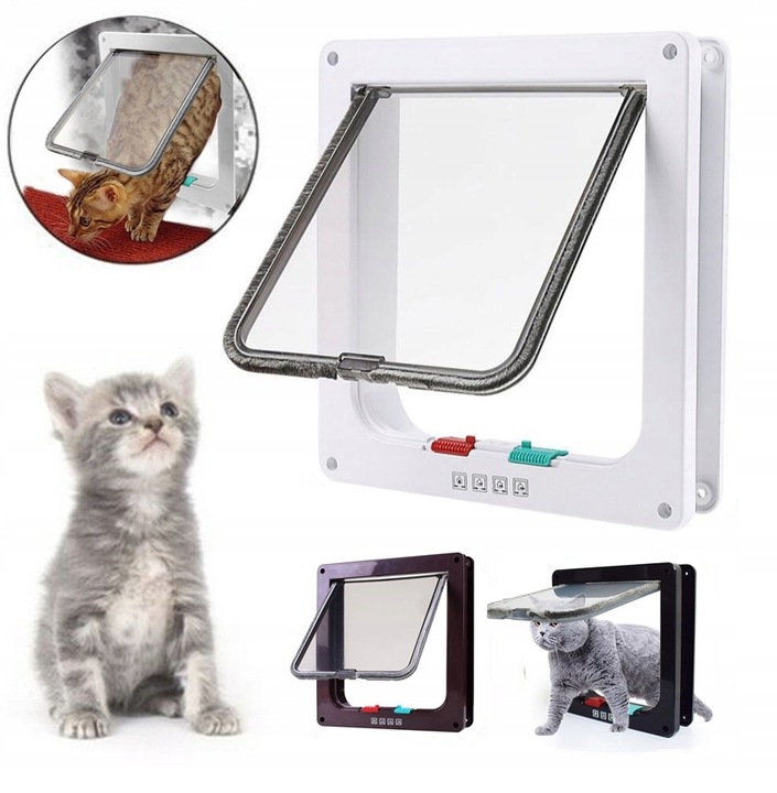 DRZWI Z KLAPĄ DLA PSA KOTA DRZWICZKI WAHADŁOWE KLAPA 4 SPOSOBY XL BIAŁE