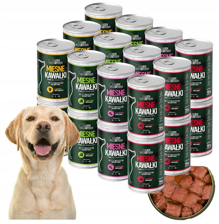 MOKRA KARMA DLA PSA GREEN NUTRITION 9,96KG KAWAŁKI MIĘSNE MIX SMAKÓW | x24