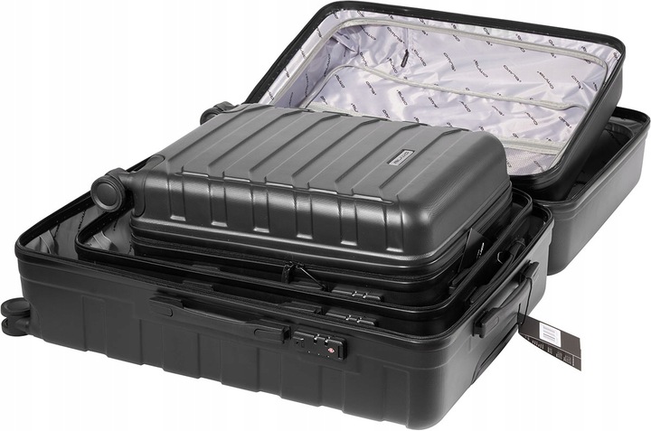 Zestaw 3 solidnych walizek podróżnych bagaż kufer lekka samolot 94L+63L+40L