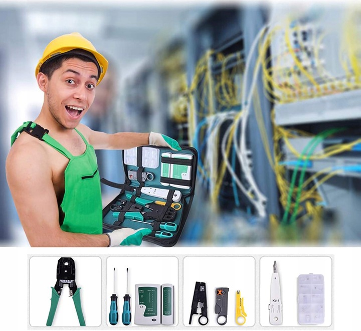 TESTER KABLI RJ45 ściągacz zaciskarka LAN3 zestaw narzędzi sieciowych XL