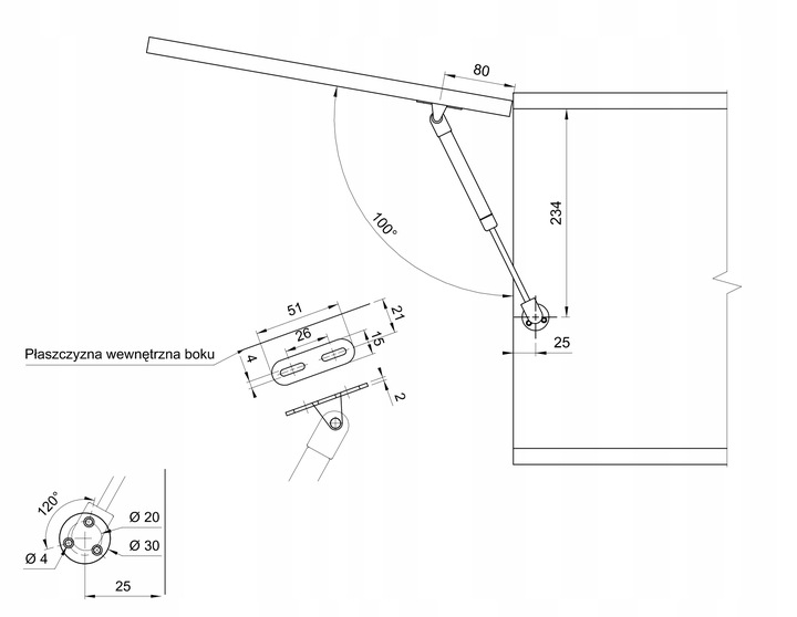 6 x ZESTAW - REJS SIŁOWNIK MEBLOWY PODNOŚNIK GAZOWY DO MEBLI 80N +