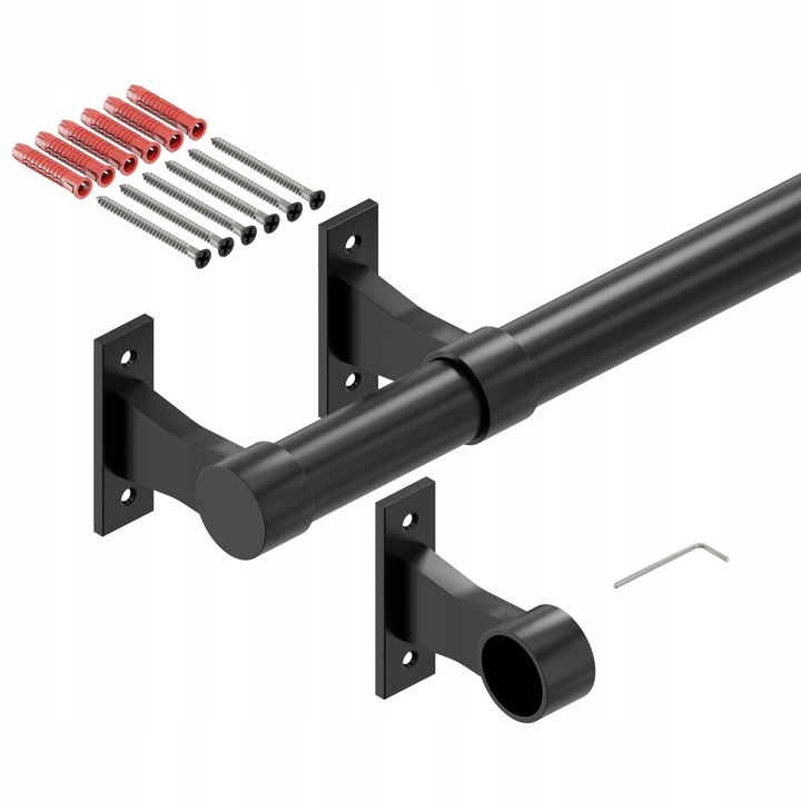 PORĘCZ SCHODOWA BALUSTRADA NA SCHODY UCHWYT CZARNY MAT fi 25mm 200 cm
