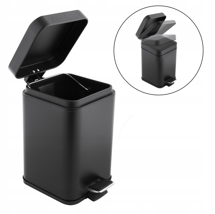 STOJAK na szczotkę WC + KOSZ na śmieci mały czarny zestaw łazienkowy