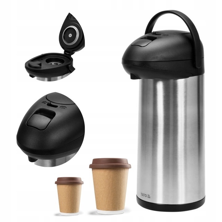 TERMOS Z POMPKĄ NA KAWĘ 5L YATO Stal nierdzewna Na Herbatę Napoje