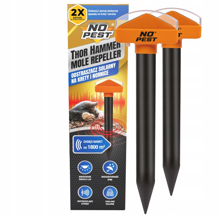 ODSTRASZACZ KRETÓW NA KRETY NORNICE MYSZY WĘŻE ODSTRASZACZ SOLARNY (2