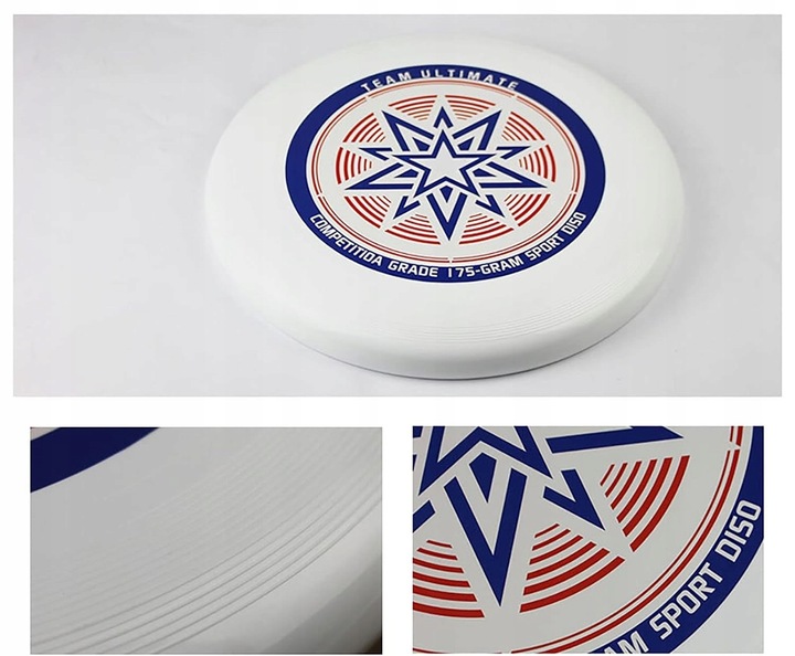 FRISBEE LATAJĄCY DYSK 27,5 CM TEAM ULTIMATE MIEJSKIE SPORTY BIAŁY 175G