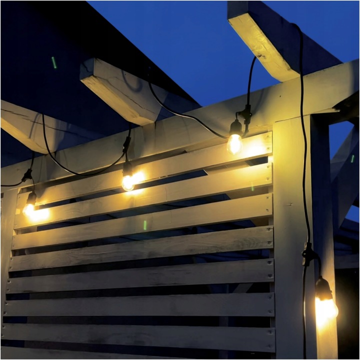 Girlanda Ogrodowa Świetlna 10m + 10x Żarówka LED 1W 2700K Zewnętrzna IP65