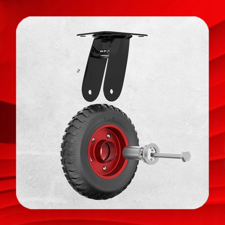 KÓŁKO OBROTOWE DO WÓZKA 200 mm DO 235 KG KOŁO JEZDNE GUMOWE BEZDĘTKOWE