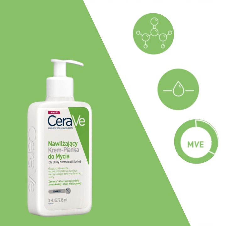 CeraVe Nawilżający Krem-Pianka do Mycia 236ml + GRATISY