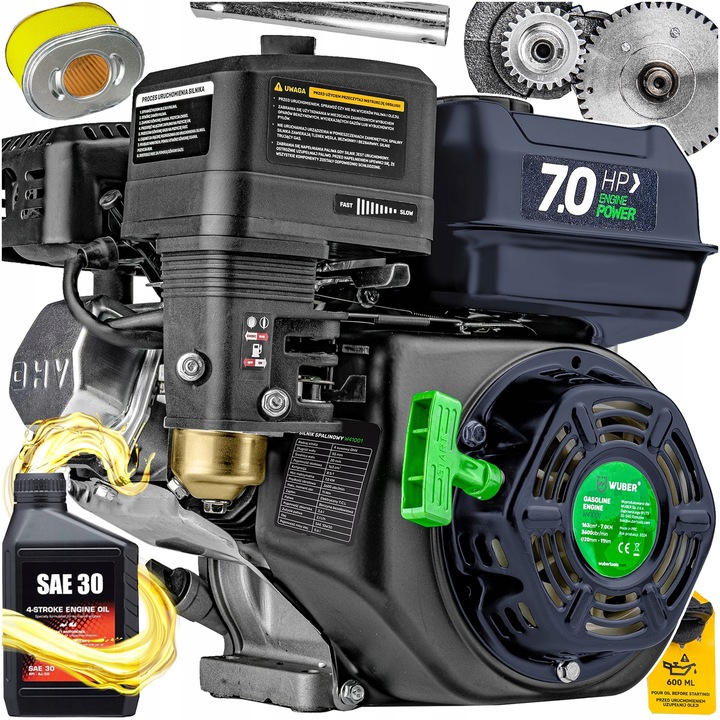 SILNIK SPALINOWY BENZYNOWY ZAGĘSZCZARKI GLEBOGRYZARKI 7KM 20MM OHV + OLEJ