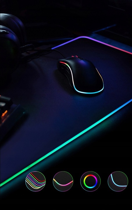PODKŁADKA POD MYSZKĘ RGB LED GAMINGOWA DUŻA SZEROKA XMASTER XXL