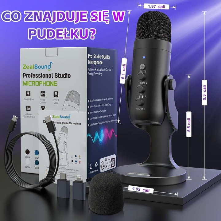 Mikrofon USB do gier, nagrywania streamingu do IPHONE, PC, PS5 PS4 ANDROIDA