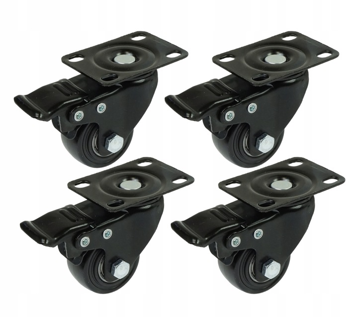 Kółko meblowe obrotowe gumowane 30 - 40 kg, fi 40, z hamulcem