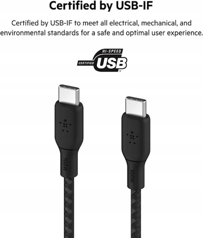 Belkin - Kabel Boost - USB-C do USB-C PD, 5A 100W, z oplotem nylonowym, 3 m