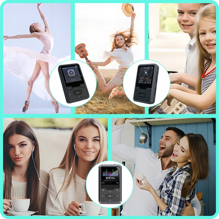 Odtwarzacz MP3 Bluetooth Przenośny 32GB Muzyka Radio fm Krokomierz