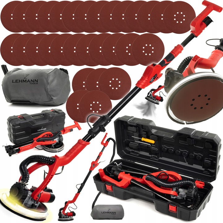 SZLIFIERKA DO GIPSU ŻYRAFA GŁADZI TYNKÓW LED Z ODSYSEM PAPIER WALIZKA