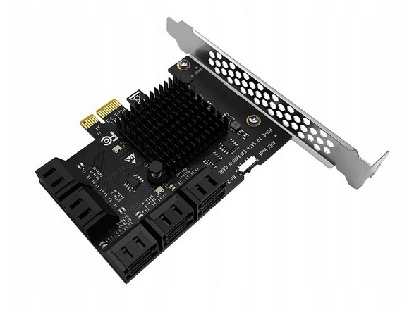 Kontroler Konwerter Adapter Karta Rozszerzeń PCI-E 1X Na 10X SATA 3