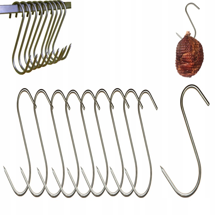 Hak haczyk wędzarniczy do wędzenia wędlin fi 5mm S/14,5cm 10 sztuk ZUT